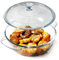 Mini cazuela de vidrio con tapa de vidrio (- tapa no adecuada para horno), tostado de vidrio de Seguridad para horno circular con manija (1.7 Liter)