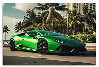 Supercar-Poster für Lamborghini Huracan, grüner Sportwagen, dekoratives Gemälde, Leinwand, Wand und Kunstbild, Familienschlafzimmer-Dekor, 60 x 90 cm