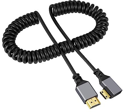 xiwai HDMI Maschio 4K 60hz a Mini HDMI 1.4 Maschio Stretch Cavo a spirale 90 gradi ad angolo retto per HDTV Laptop Computer Monitor