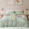 Freyamy Peluche Housse de Couette 220x240cm Vert Hiver Chaude Duveteuse Parure de lit 2 Personne Shaggy Faux Fur avec Fermeture Éclair Waffle Flanelle Linge de lit avec 2 Taie d'oreiller 65 x 65cm
