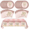 SNIMICS 50th Birthday Decorations for Women - Rose Gold Tableware Set Includes 50th Birthday Plates, Napkins & Tablecloth - Perfect for Parties & Celebrations