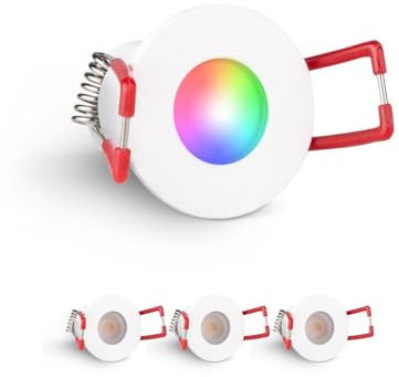 LongLife LED 4er Set Einbaustrahler Mini 3W RGBW weiß RAL 9016 IP65 Dimmbare Strahler für Terrassenüberdachung, Carports, Dachüberständen