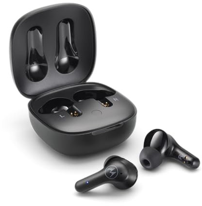 Motorola Moto Buds 135 Cuffie senza fili Bluetooth – Cuffie senza fili con Bluetooth 5.2 – Resistente all'acqua – Auricolari in-ear – Earbuds fino a 18 ore di riproduzione – Nero