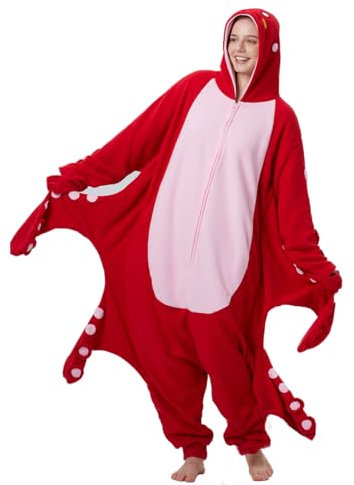 wotogold Tier Oktopus Pyjama Unisex Erwachsene Cosplay Kostüme Rot L