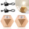 Nizirioo 2 pcs lampe de table en bois, lampe de chevet E27 socle en bois, petite lampe de chevet avec socle en bois diamant, prise UE socle en bois E27 parfait pour chambre/salon/bureau (sans ampoule)