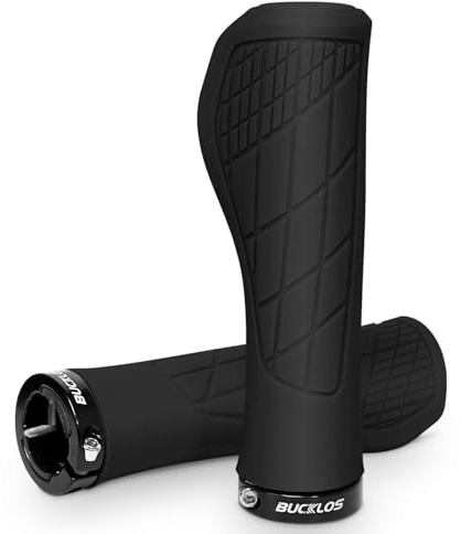 BUCKLOS Single Lock-on Bike Handlebar Grips - Mountain Bike MTB Ergonomic Anti-Slip Handle Grip - Bicycle Comfort Locking Handle Bar for BMX/Cruiser Bike/Scooter (7/8 Black)