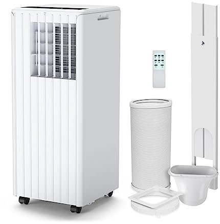 Portable Air Conditioner 9000BTU 3 In1 Air Conditioning Unit, Dehumidifier 42L/Day,Cooler,Fan with 2 Speeds, Digital Display & Remote Control,24 Hours Timer for Room Office Kitchen,Low Noise Levels