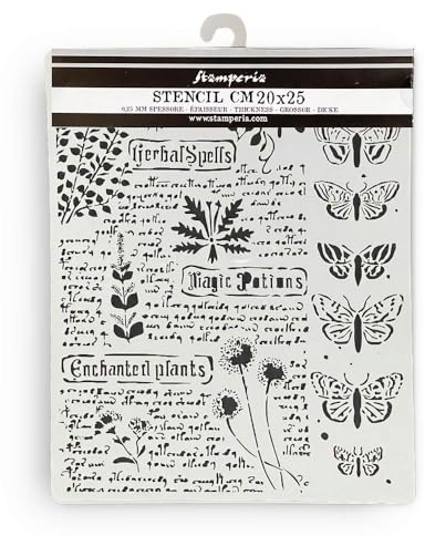 Stamperia - Thick Stencils for Scrapbooking, Albums, Card Making, Bullet Journalling and More, Flexible Material, Easy to Clean, Perfect for Hobbies, Crafts, and Gifting (Fortune Botanic)