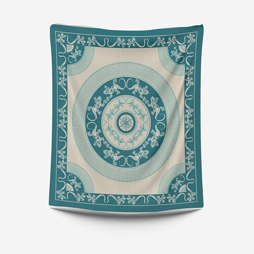 HOME ZEN HOUSEHOLD LINEN Tagesdecke für Doppelbett, Tribal, 210 x 235 cm, 100 % indische Baumwolle, leuchtende Farben (Aqua-Grün, NAXOS)