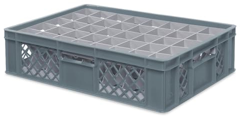 BRB Gläserkiste 600x400 mm für 15, 24, 33 oder 40 Gläser, farbig (Grau, für 40 Gläser Ø 67 mm, Glashöhe max 122 mm)