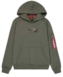 Alpha Industries Herren Camo Panel Hoody, Dark Olive, XL