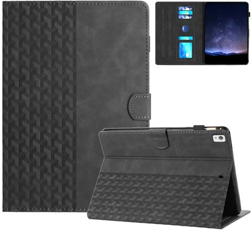 LMFULM® Hülle für Apple iPad Air 3 2019 / iPad Pro 2019 (10,5 Zoll) PU Lederhülle Tasche Case mit Auto Schlaf/Wach Ständer Schutzhülle Flip Cover Baustein Druck Schwarz