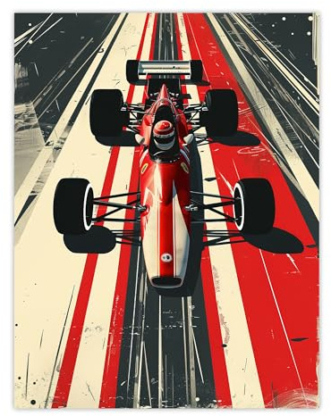 Artery8 Vintage Red Race Car Sport Speed Racing Track Man Cave Extra Large XL Wall Art Poster Print