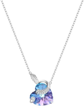 GOUWO Halskette mit Anhänger für Damen 925 Sterling Silber Herz 5A Zirkonia Halskette Weihnachten Valentinstag Partys Hochzeitstag Jahrestag Geburtstag Schmuck Geschenke für Frauen