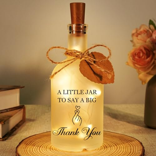 Thank You Gifts, Bottle Night Light, Thank You Appreciation Gift for Women Men Colleagues Friends Teacher Nurse Mentor, Employee Gift, Friendship Gift for Her, Inspirational Birthday Thank You Present