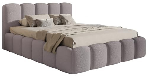 Selsey Bett 180 x 200 cm Polsterbett Schlafbett Mit Bettkasten Stauraum Metallgestell Kopfteil Boucle Cloudy II Graubraun