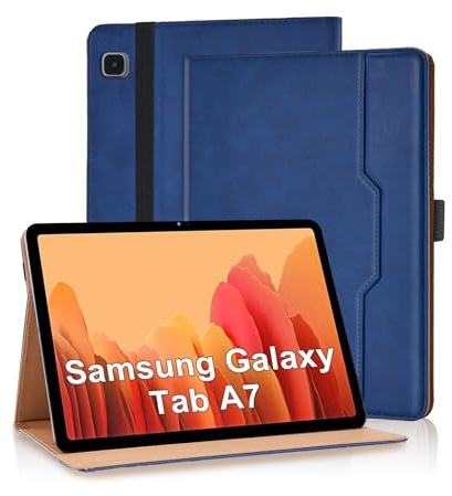 Vkooer Coque pour Samsung Galaxy Tab A7 10,4 2022/2020 (SM-T500/SM-T505) Housse Cuir PU [Réveil/Veille Automatique] Etui de Protection avec Support Fonction et Poche de Documents, Bleu