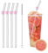 4 PCS Glass Straws Drinking, Reusable Bent Straws with Cleaning Brush, Clear Glass Straw with Bows for Smoothie Milk Coffee Coctail Water Juice