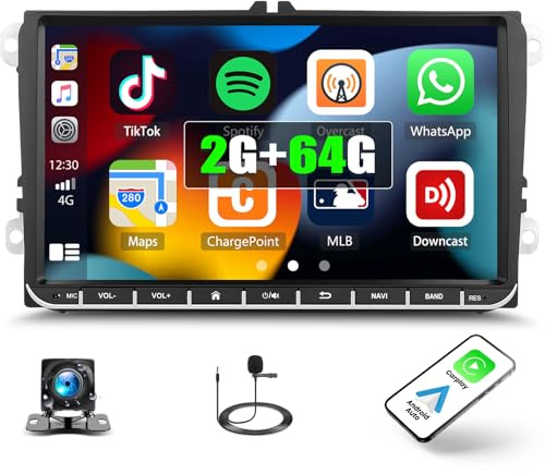 [2+64G] Autoradio Android 13 per VW Golf 5 6 Polo Caddy Touran Passat Skoda con Carplay Android Auto, radio touchscreen 9 con Bluetooth GPS WiFi FM/RDS EQ Mirror Link+telecamera posteriore&Mic