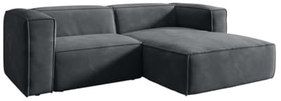 Luxusbetten24 Designer Sofa Comfy L Mini in Samt Grau Rechts