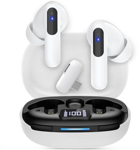 RYR Wireless Gaming Earbuds, 20ms Low Latency, Gaming Earbuds with Noise Cancelling Mic, 2.4Ghz & Bluetooth, LED Display, 36H Playtime for Meta Quest 3/2, PS5, PS4, VR, Switch, Steam Deck, PC, Phone