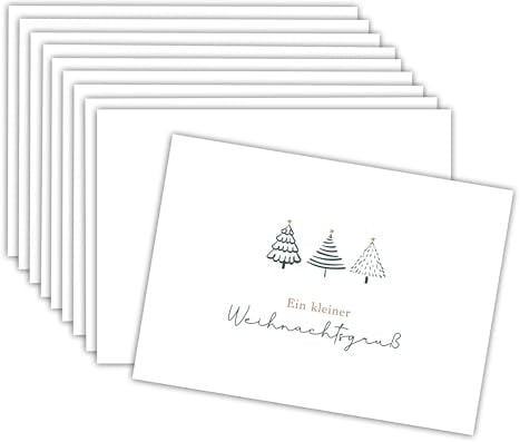 DebbysKreativkram 10 Karten im Set Ein kleiner Weihnachtsgruß mit Tannenbäumen | A6 | Weihnachtskarte | Geschenk zu Weihnachten | Postkarte Frohe Weihnachten | Merry Christmas | Weihnachtszeit