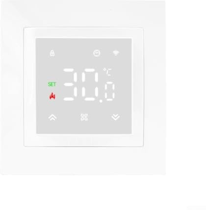 Thermostat électrique pour chauffage au sol avec télécommande WiFi, programmation programmable et protection contre le gel pour un usage domestique (blanc)