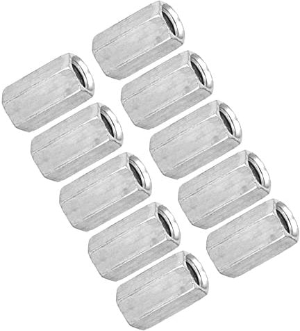 M8 Long Hex Coupling Nut Fastener Hex Coupling Nut Female Thread Straight Fitting Hex Rod Threaded Bar Rod Studding Hex Zinc Plated Threaded Fasteners for Communication Equipment (M8*20)