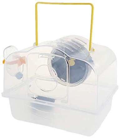 Tubayia Tragbare Hamsterkäfig Reise Kleintierkäfig Haustier Hamster Käfig mit Laufrad, Futternapf und Wasserflasche (Kaffee)