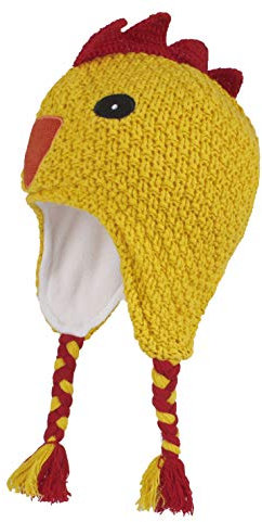 LANGZHEN Kleinkind Kinder Kleinkind Winter Hut, Earflap Strick Warme Kappe Fleece gefütterte Mütze für Baby Jungen Mädchen (Huhn mit Gelb, M(48-50CM/18.9-19.69))