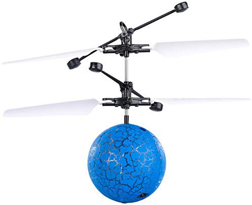 Simulus Hubschrauberball: Selbstfliegender Hubschrauber-Ball mit bunter LED-Beleuchtung, blau (Fliegende Kugel, Flying Over Flugball, Fliegender Spielzeug)