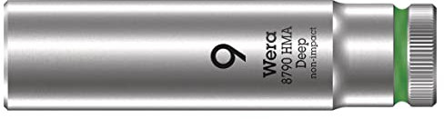Wera 05004506001 8790 HMA Deep Douille 1/4, Vert, 9.0 mm