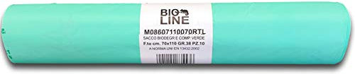 IMBALLAGGI 2000 - Sacchetti Spazzatura Organico 70x110 (110L), 5 Rotoli x 10 Sacchi Spazzatura Raccolta Differenziata Interno e Esterno, Tot 50 Sacchetti Umido Resistenti Biodegradabili Compostabili