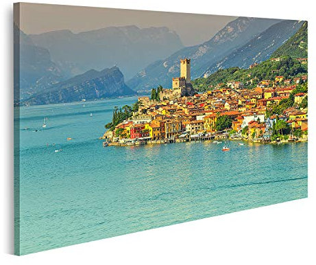 islandburner Bild auf Leinwand Atemberaubendes Malcesine Touristen Resort Hohe Berge Gardasee Italien Hintergru Bilder Wandbilder Poster
