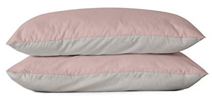 BLUE MOON Mako Satin Wendebettwäsche Satin Kissenbezug einfärbig Uni, Kopfkissenbezug, Pillow case, Pillow case 80x80 Made in EU! (Satin Kissenbezug 2er-Pack Silber/rosé, 80 x 80 cm)