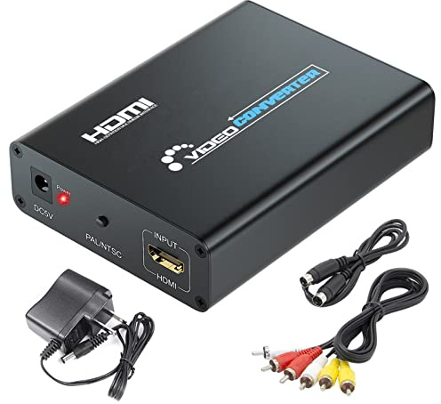 SUNNATCH HDMI to S-Video Converter, HD to Svideo RCA Converter, HDMI to Composite AV CVBS Audio Video Converter Adapter Includes RCA and S-Video Cables