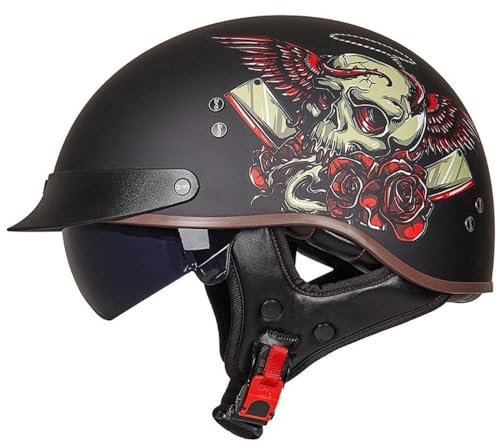 Casque Moto EBAYIN Bol Brain - Cap RéTro Harley Jet Certifié ECE DOT M=（57~58cm）
