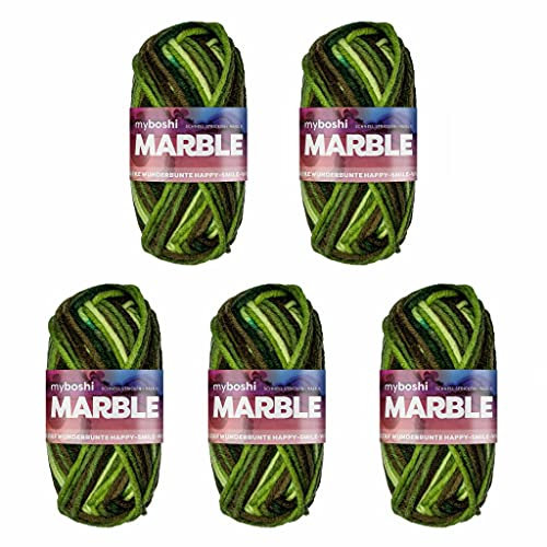 myboshi Marble: unsere wunderbunte Happy-Smile-Wolle, mit Farbverlauf, Ökotex-Zertifiziert, 50g, Ll 55m Grün (Chipper) 5 Knäuel
