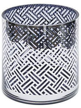 Riviera Maison - Windlicht - Yacht Club Hurricane L Blue Silver - Glas - blau-Silber - (ØxH) 24,5 x 24,5 cm