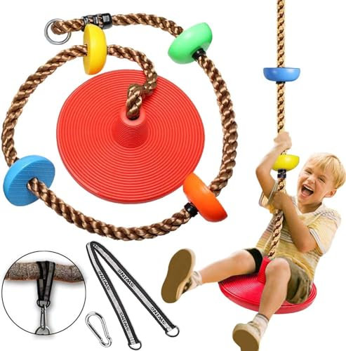Balançoire en Corde d'escalade,Disque Siège de Balançoire,Balançoire en Plastique,Banc de Balançoire,Balançoire avec Plateforme,Corde d'escalade pour Jardin ou Slackline