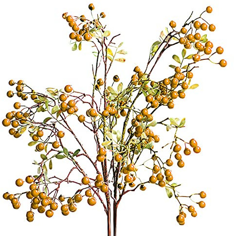 SFTYUFS Künstliche Beerenzweige, 70,1 cm, Burgunderrot, Stechpalmenzweig, für Weihnachtsbaumdekoration, Handwerk, Hochzeit, Urlaub, Heimdekoration (Orange), 3 Stück
