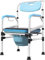 YUENFONG Duschstuhl Toilettenstuhl Höhenverstellbar Duschhocker mit Toiletteneimer, Alu Badehocker mit Armlehne und Rückenlehne, Anti-Rutsch Stuhl für Alter, Kinder und Schwangere