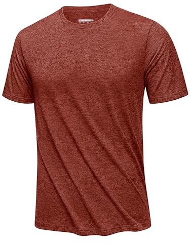 KEFITEVD Funktions Shirt Herren Sport Tshirts Atmungsaktiv Trainingsshirt Fitness Shirt Herren Gym Activewear Dunkelorange L
