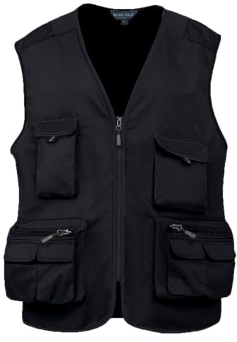 WORK IDEA Herren Outdoor-Arbeitsweste Multi-Pocket-Angelweste Lichtfeldweste Tarnweste Sommer-Multifunktionsweste atmungsaktive Angelweste…
