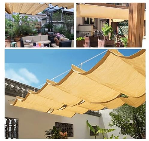 ALOBY Terrasse Sonnensegel, Abnehmbar Nach Unten Schieben Welle Sonnenschutz, Markise Vordach Zum Pergola Deck Vorbau Terrasse, Anpassbar (Color : Beige, Size : 2x3m)