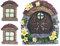 ALEMIN Porta fatata da giardino e finestra per alberi, 14 cm, in resina, in miniatura, porta gnomo, decorazione da giardino, luci al buio (Tegole)