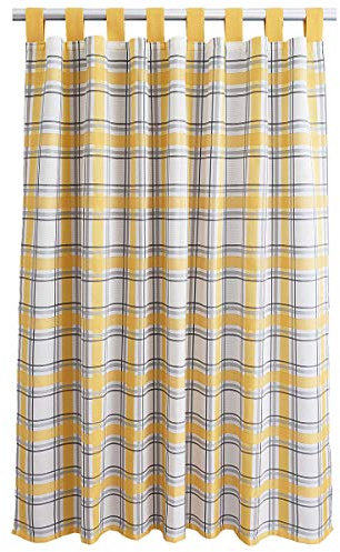 SeGaTeX home fashion Landhaus-Vorhang Hetty gelb kariert Deko-Schlaufenschal mit 8 Schlaufen Übergardine Landhausserie Hetty 125 x 130 cm