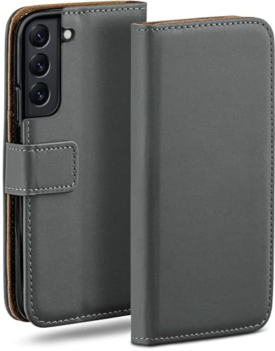 moex für Samsung Galaxy S22 Plus Hülle mit Kartenfach, Handyhülle klappbar 360 Grad Schutzhülle, PU Leder Handytasche Samsung Galaxy S22 Plus Klapphülle Flip Case, Dunkelgrau