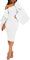 VERWIN Bodycon Dress for Woman Long Sleeve Knee-Length Ruffle Sleeve Off Shoulder Evening Dress L White