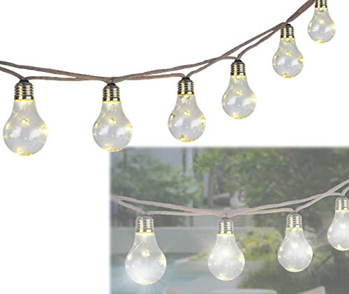bmf-versand® Lichterkette Außen Solar 10 Glühbirnen - Lampions für Garten Deko Solarlampen - Solarlichterkette Gartenlampe - Solarleuchte Gartenparty Außenlichterkette